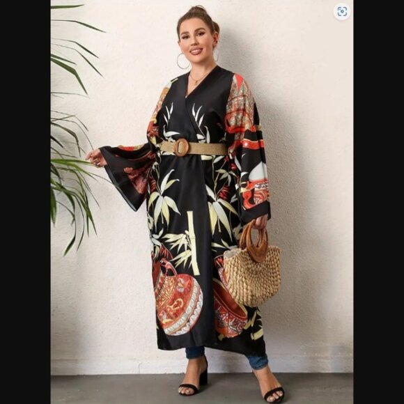 Kimono Style Robe Dress Long Boho Coverup NWT - Picture 4 of 4